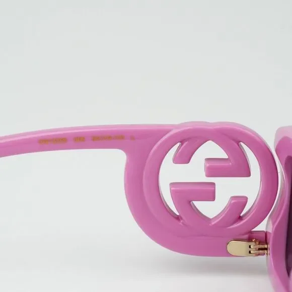 NEW Gucci GG1325S 006 Pink Grey Rectangle Unisex Sunglasses GG 1325S